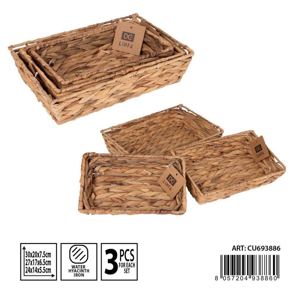 Juego de cesta de almacenamiento tejida 3 piezas 30X20 - Almacenamiento