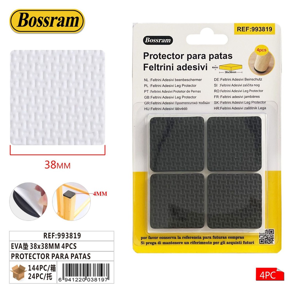 Protector para patas de muebles EVA 38x38mm 4 pcs - Tapón de EVA para patas