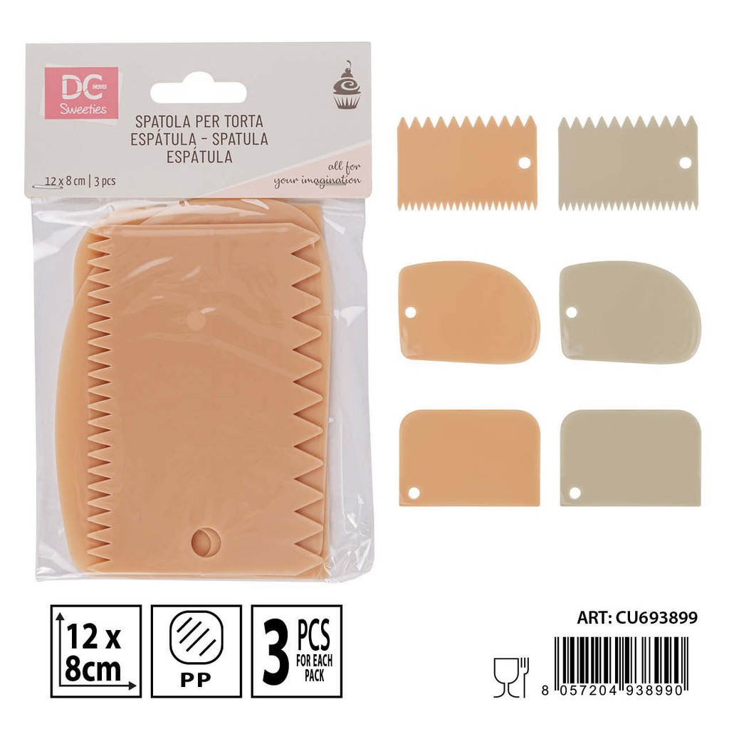 Raspador de pastel 12x8 cm 3 pcs - Herramientas de repostería