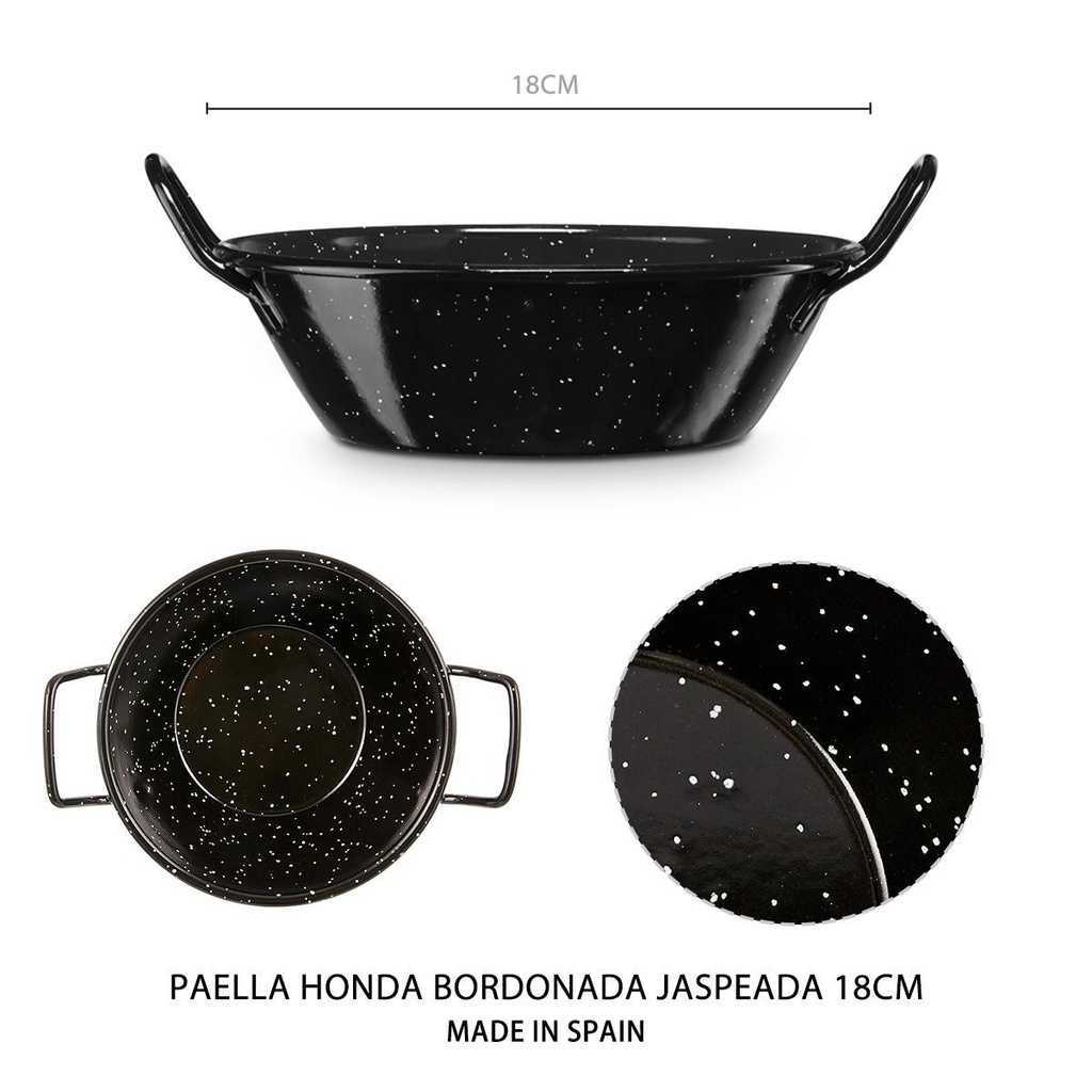 Paellera honda bordonada jaspeada 18 cm - Olla para mariscos