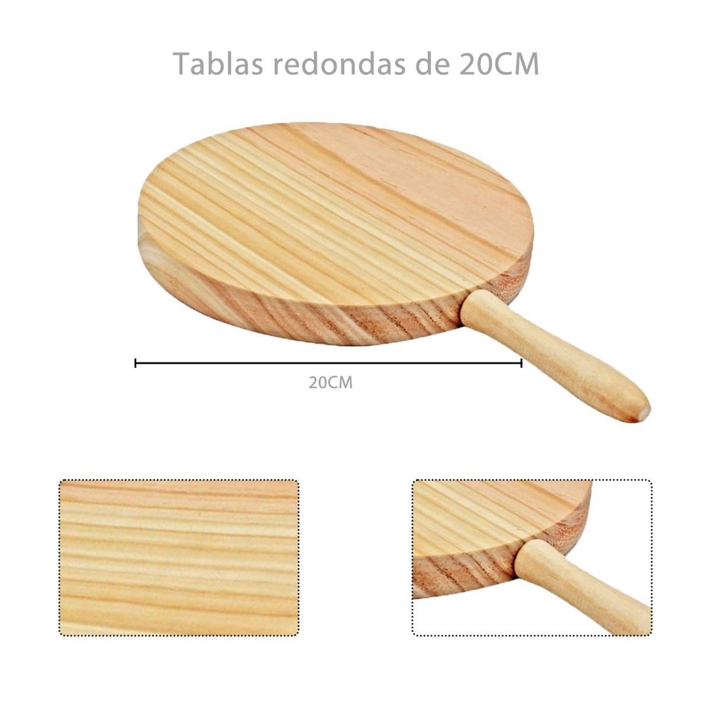 Tabla redonda de madera 20cm para cortar