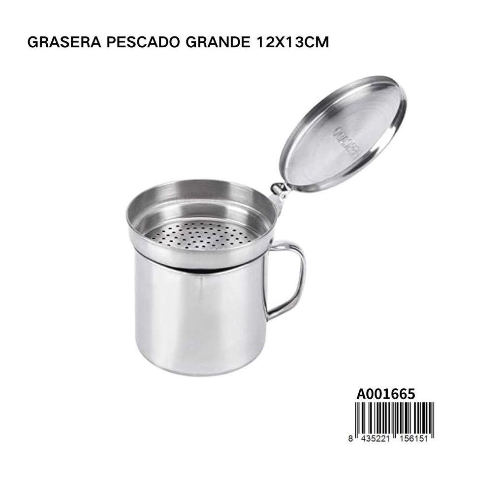 Grasera grande de acero 12x13cm 1L para cocina