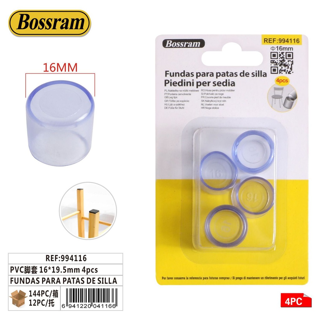 Fundas para patas de silla 16*19.5mm 4 pcs - Ferretería