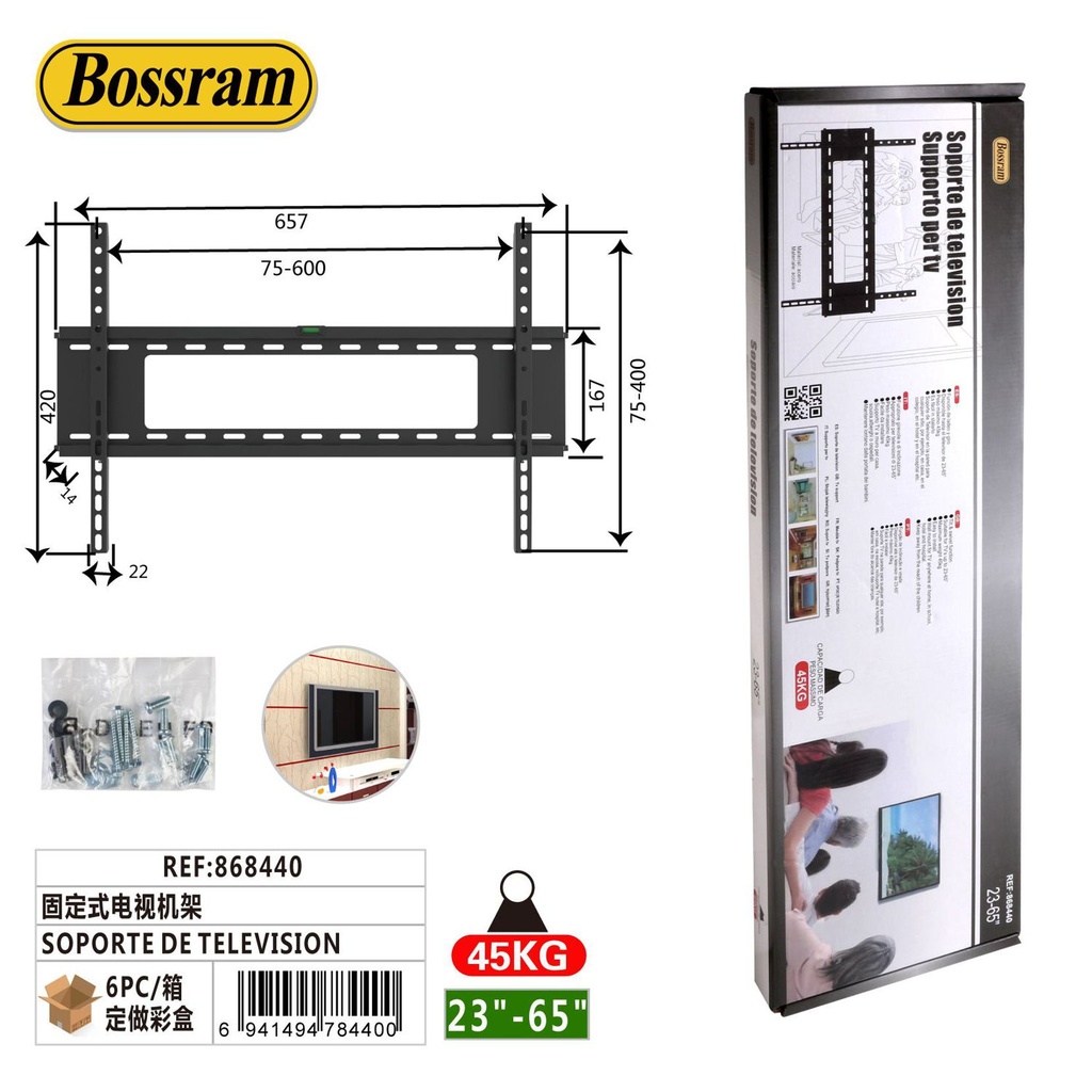 Soporte de televisión fijo F6011 para instalación de TV