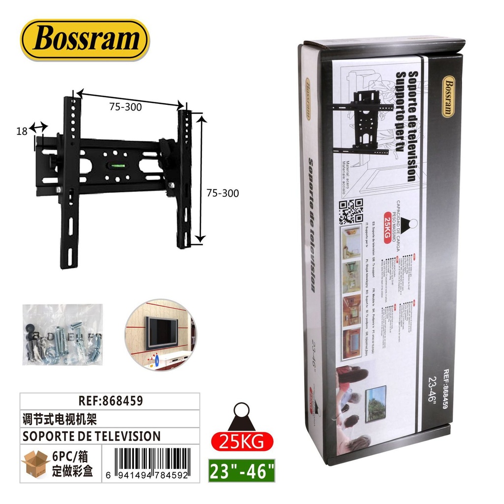 Soporte de televisión ajustable 23-46" para montaje seguro