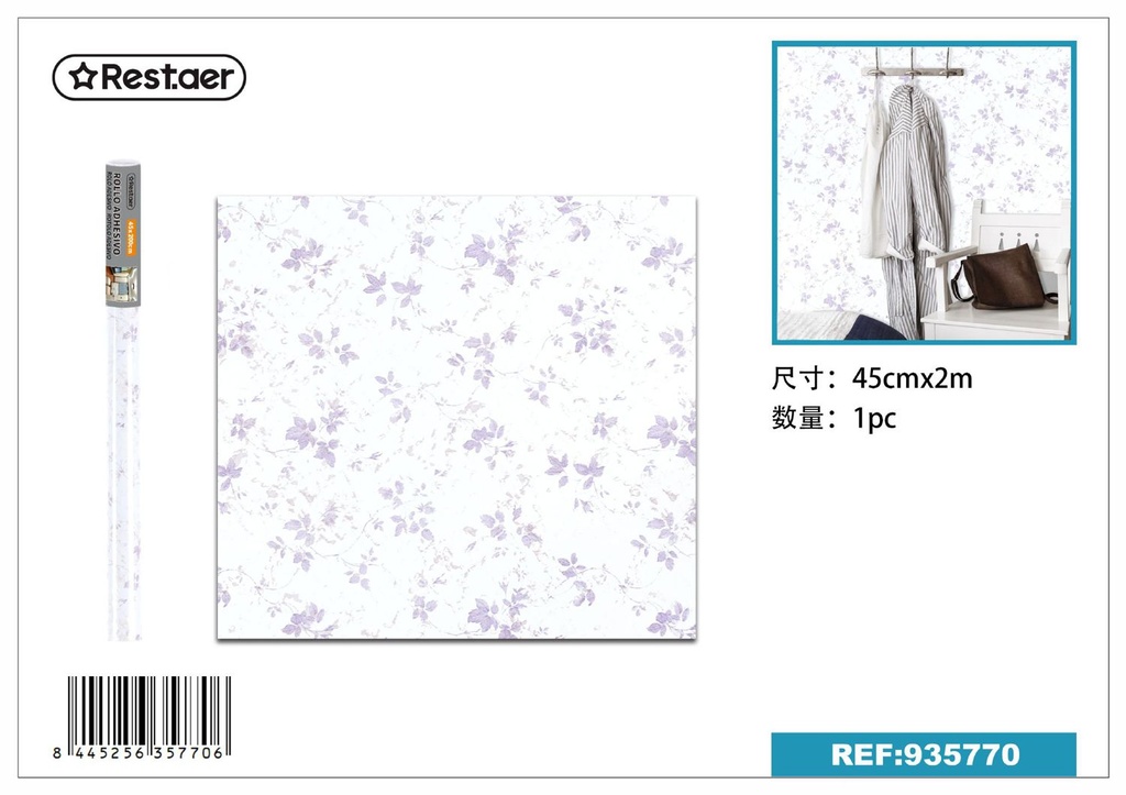 Rollo adhesivo de papel tapiz 45cm x 2.0m estampado para decoración de paredes