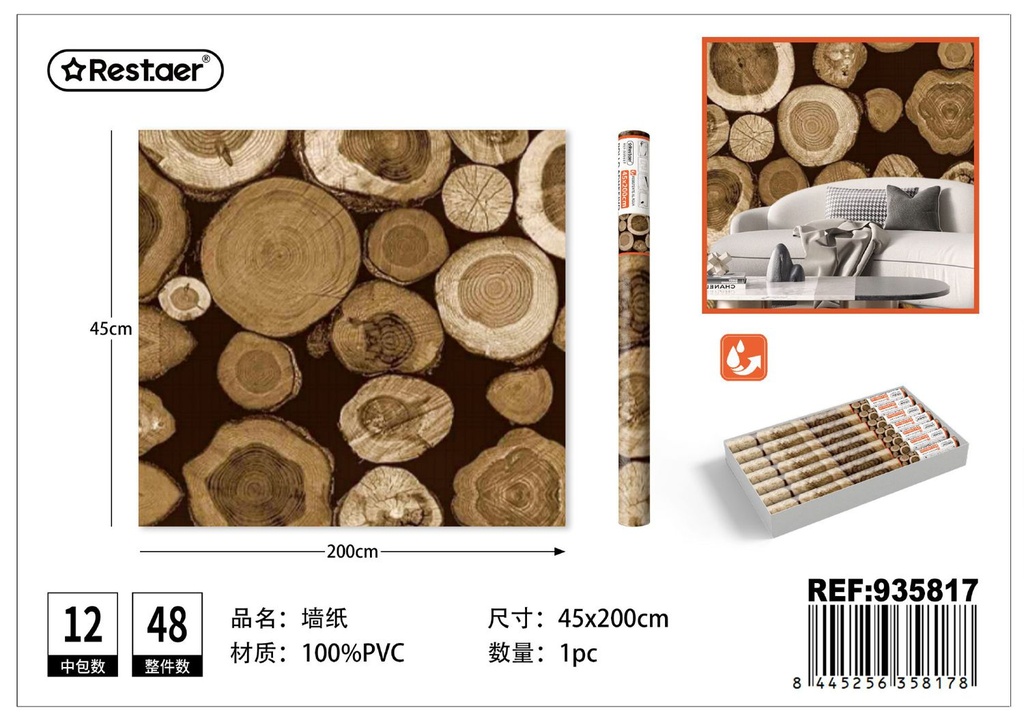 Rollo adhesivo de papel tapiz 45cm*2.0m diseño de árbol - Decoración de paredes
