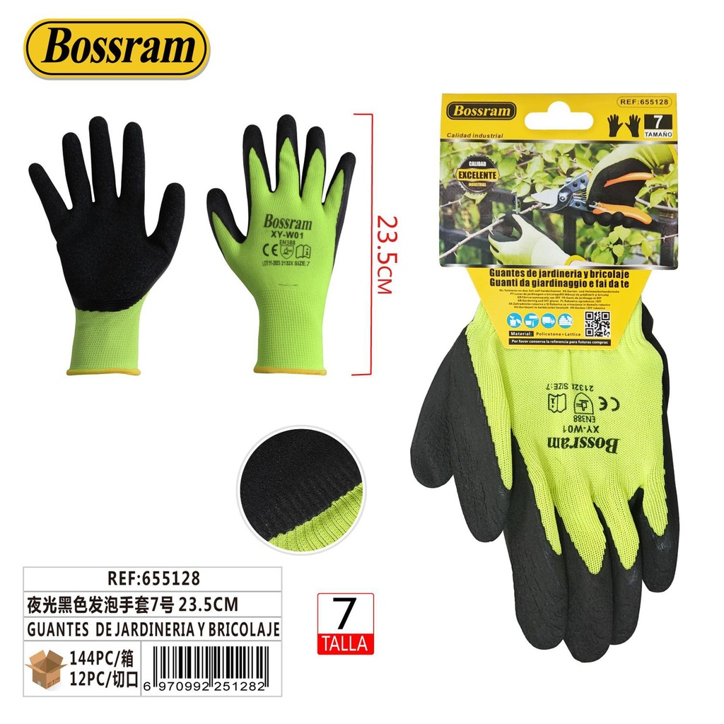 Guantes de jardinería y bricolaje espuma negra 23.5cm para protección