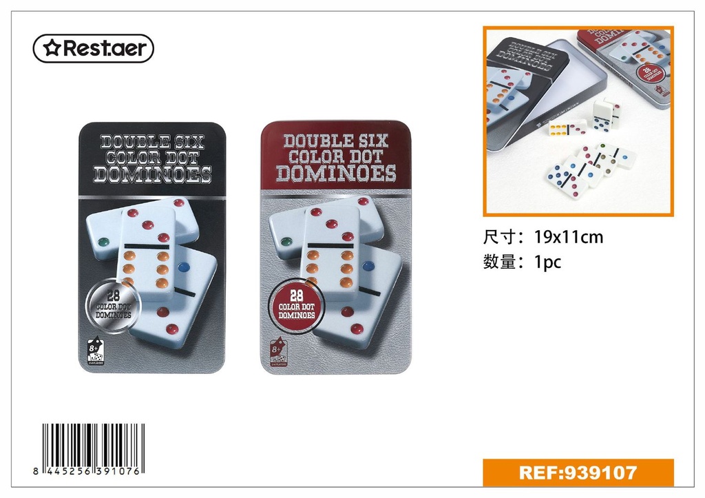 Dominó en lata de colores - Juegos de mesa