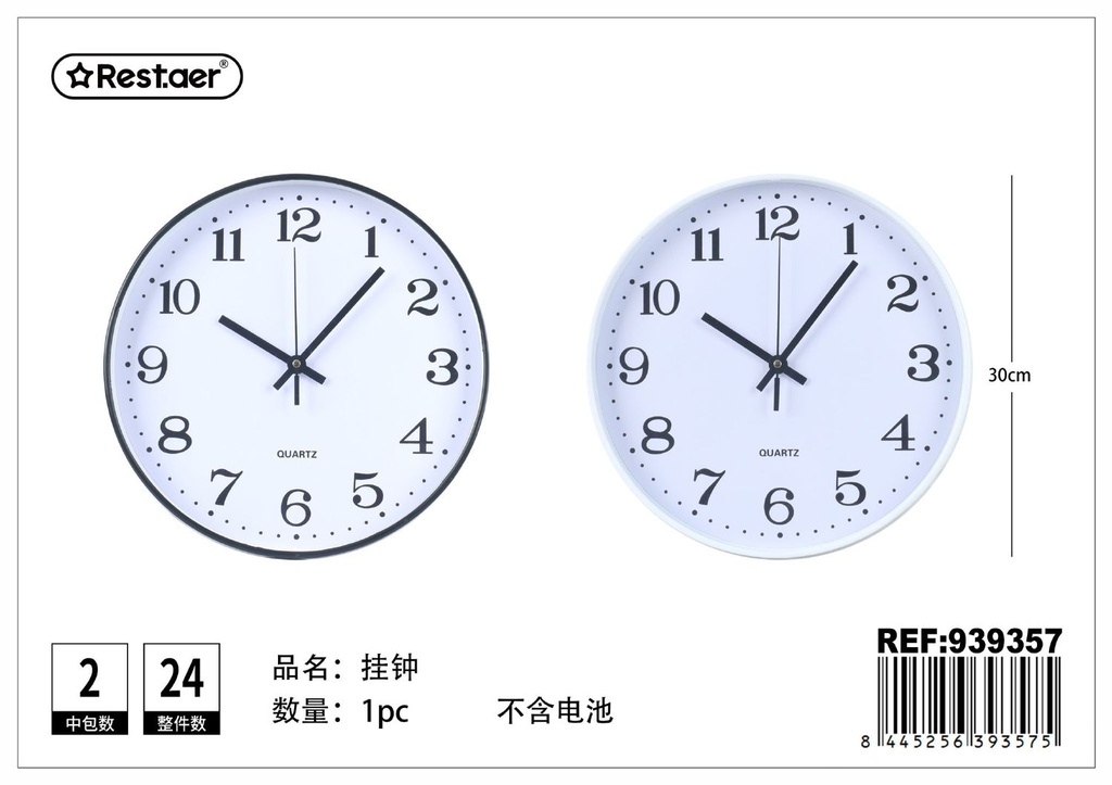 Reloj de pared redondo 30cm (sin batería) para decoración del hogar