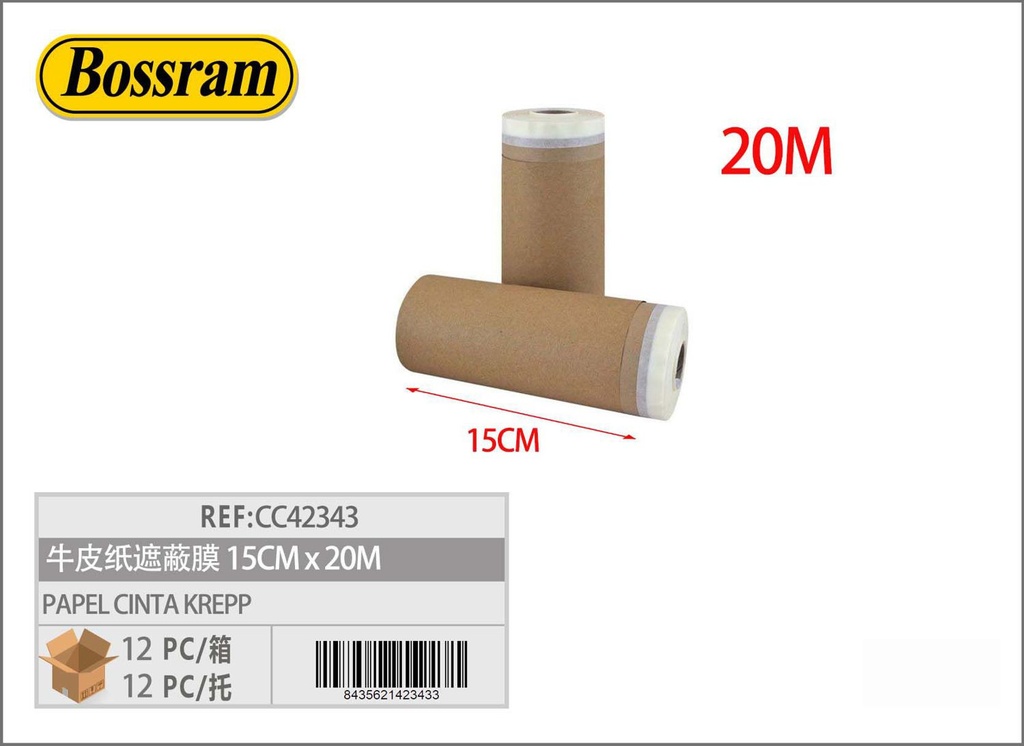 Papel de krepp 15 cm x 20 m cinta krep - Materiales de enmascarado