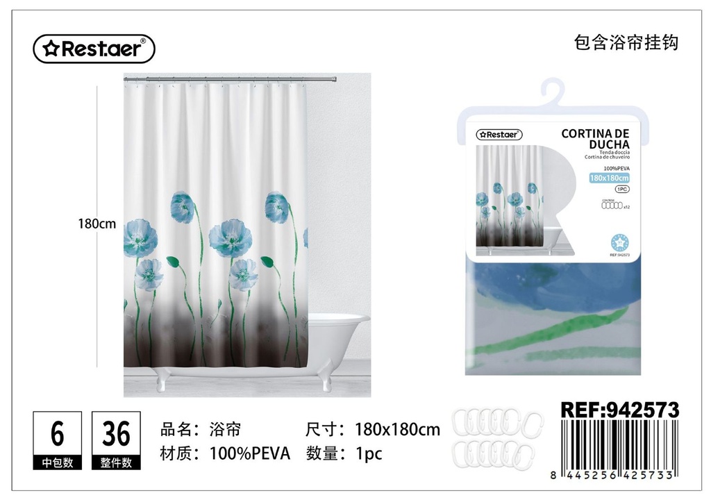 Cortina de ducha de impresión 180x180cm
