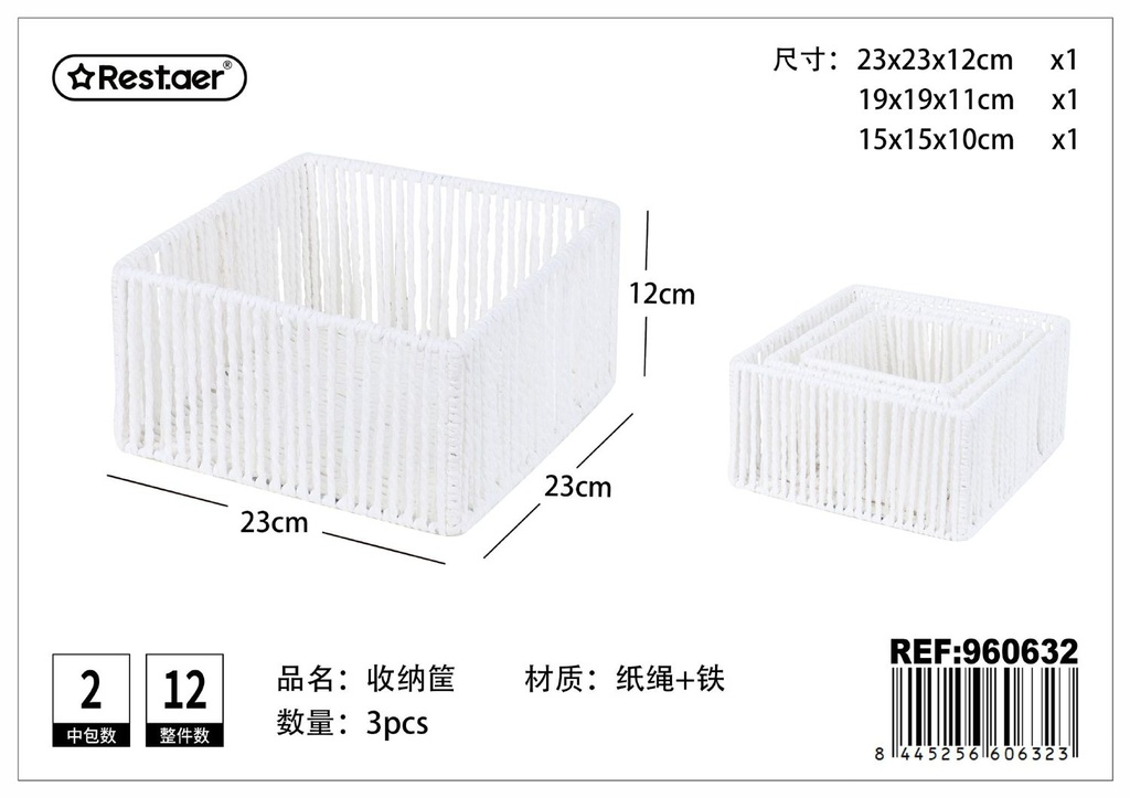 Cesta de almacenaje 3 pcs - Cestas de polipropileno