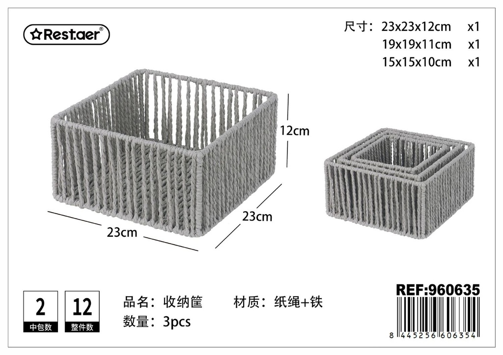 Cesta de almacenaje 3 pcs - Cestas de polipropileno