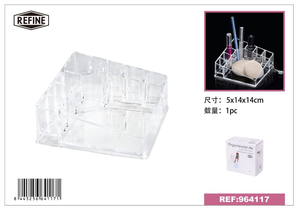 Organizador de cosméticos 5*14*14 cm transparente - Accesorios de belleza