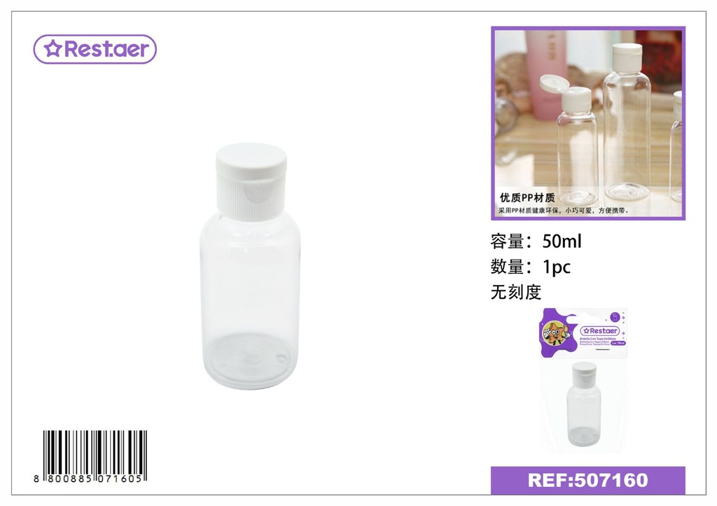 Botella con tapa 50 ml - Envases y frascos