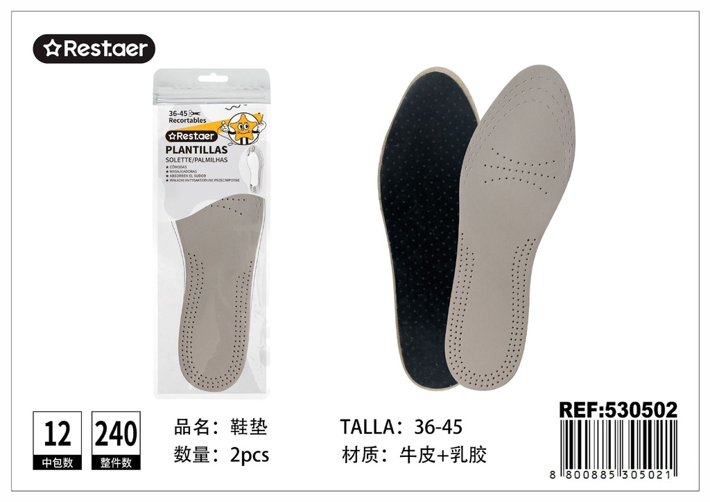 Plantillas de látex de cuero para zapatos (tallas 36-45) - Plantillas cómodas y ortopédicas