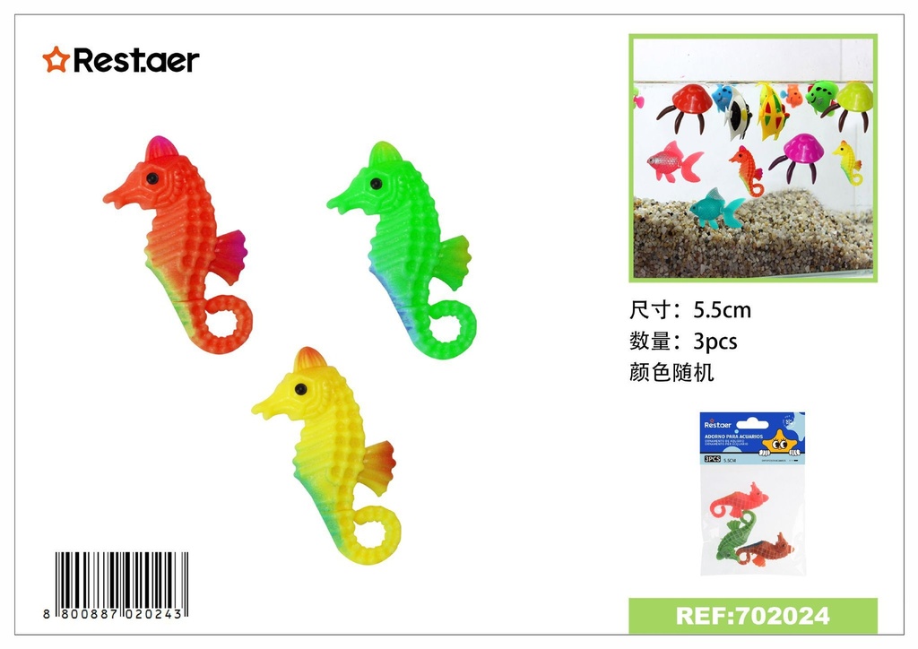 Adorno de acuario caballo de mar 5.5 cm - Decoraciones acuáticas