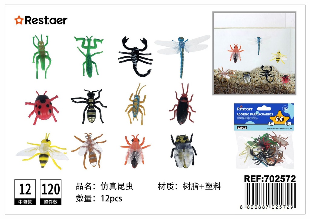 Adorno para acuarios insectos 12 pcs - Decoraciones para acuarios