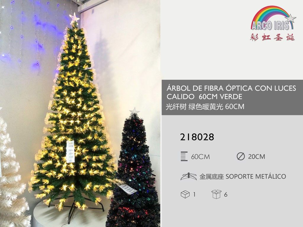 Árbol de Navidad de fibra óptica con luz cálida 60cm - Decoración festiva  