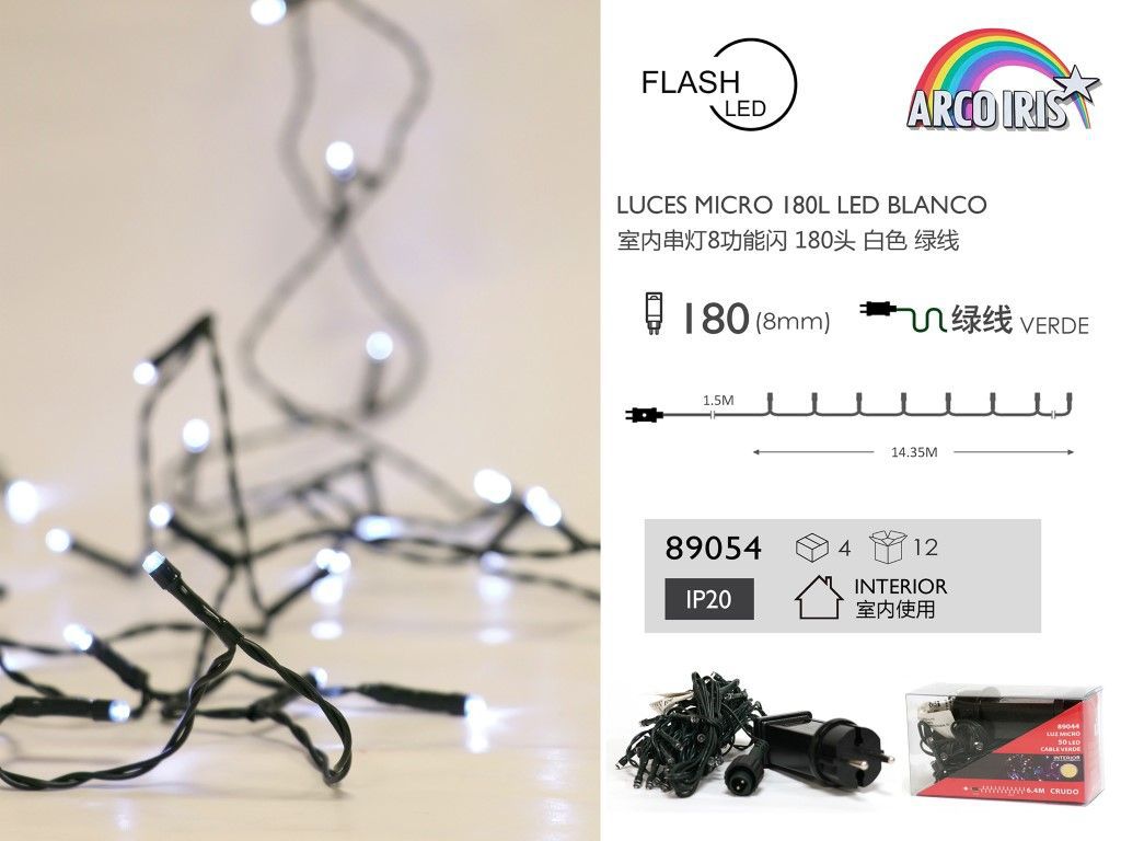 Luz micro de 180L LED blanco - Decoración navideña