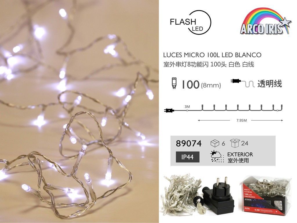 Guirnalda LED micro 100L blanca - Iluminación para exteriores