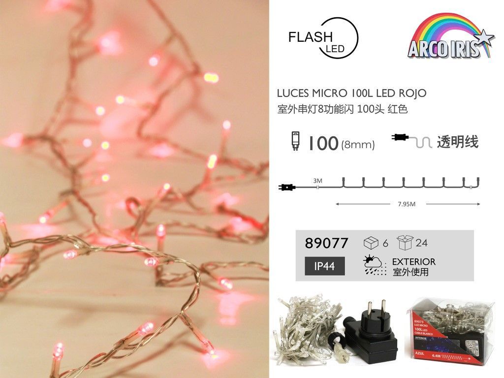 Guirnalda LED micro 100L rojo - Iluminación exterior 