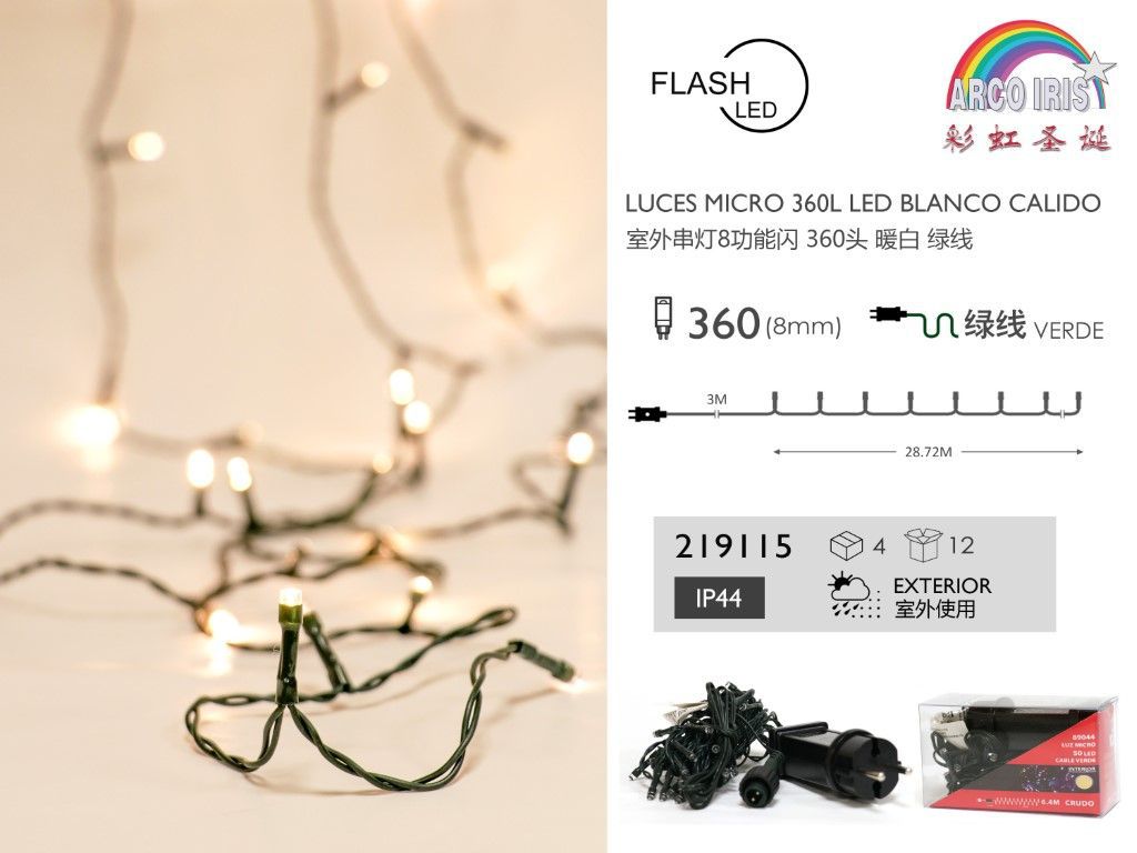 Luz LED micro cálida exterior 360 LEDs - Iluminación de Navidad