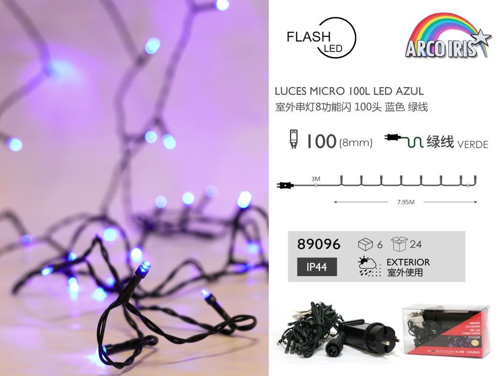 Guirnalda LED micro 100L azul - Luces para exteriores