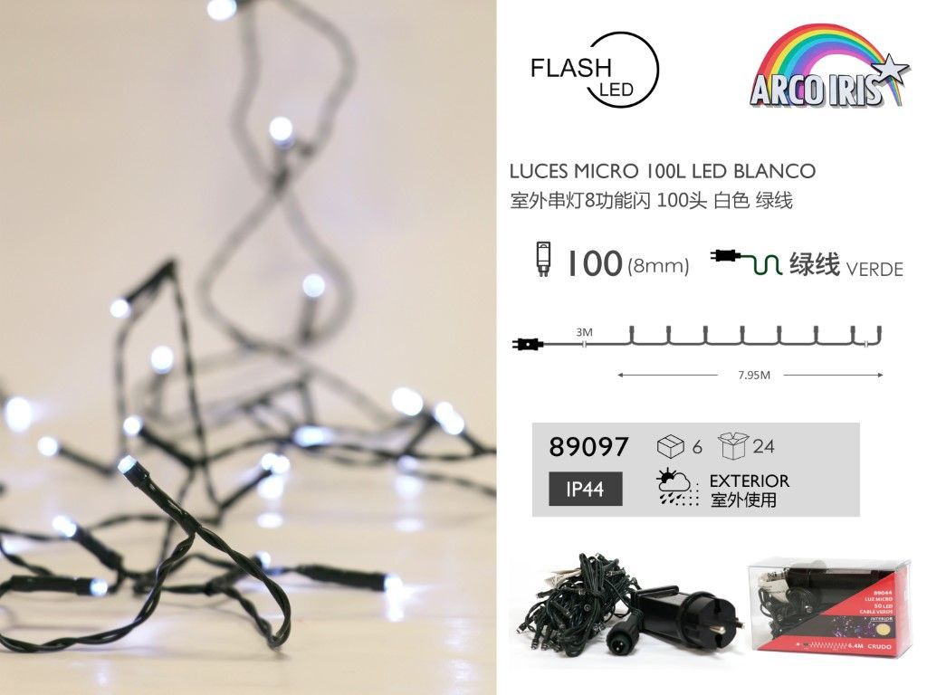 Guirnalda LED micro 100L blanca - Luces para exteriores