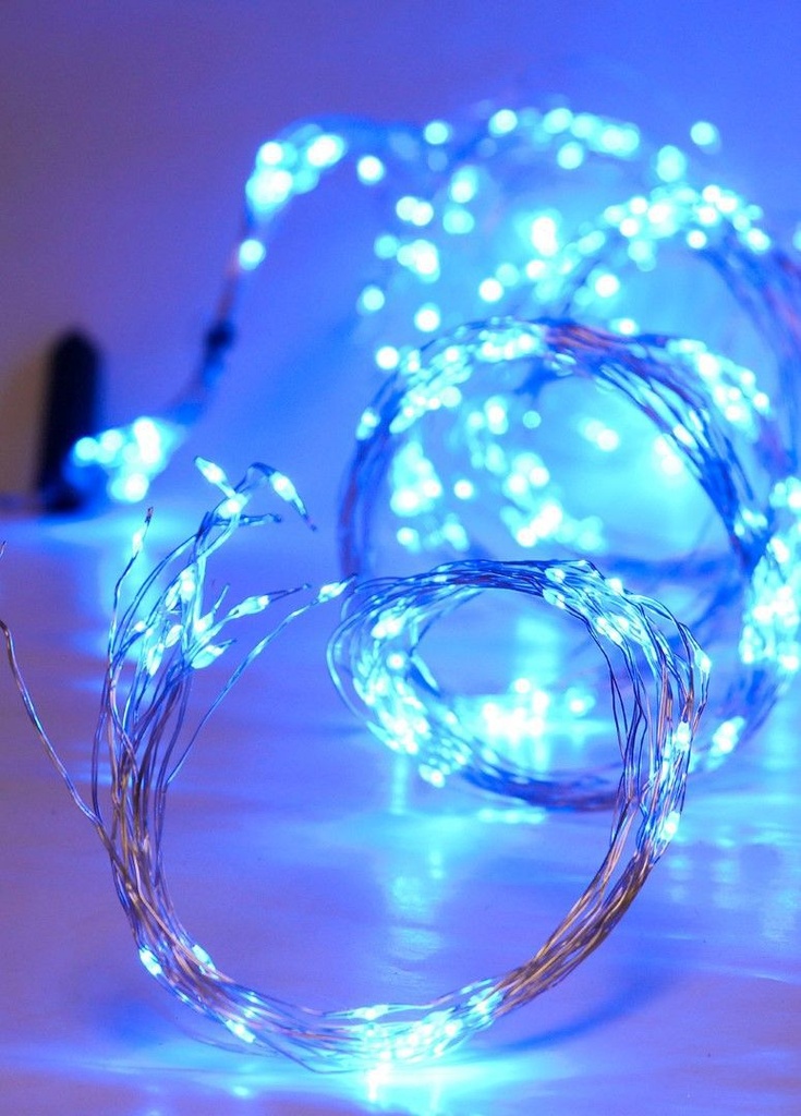 Luz de canalización de cobre con 100 LED 1 m azul - Luces de navidad