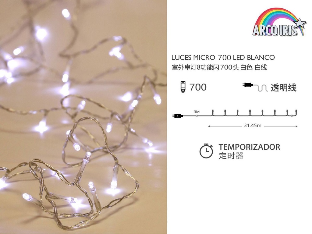 Luz de guirnalda LED baja tensión 700 luces blancas - Luces de Navidad, iluminación decorativa