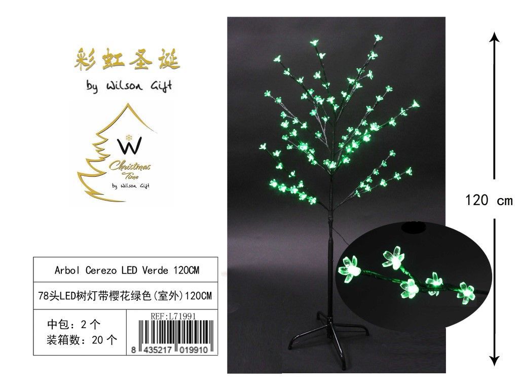 Árbol de cerezo LED verde 120CM - Árboles con luces navideñas