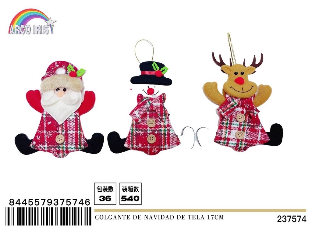 Colgante de Navidad de tela 17 cm - Decoraciones navideñas