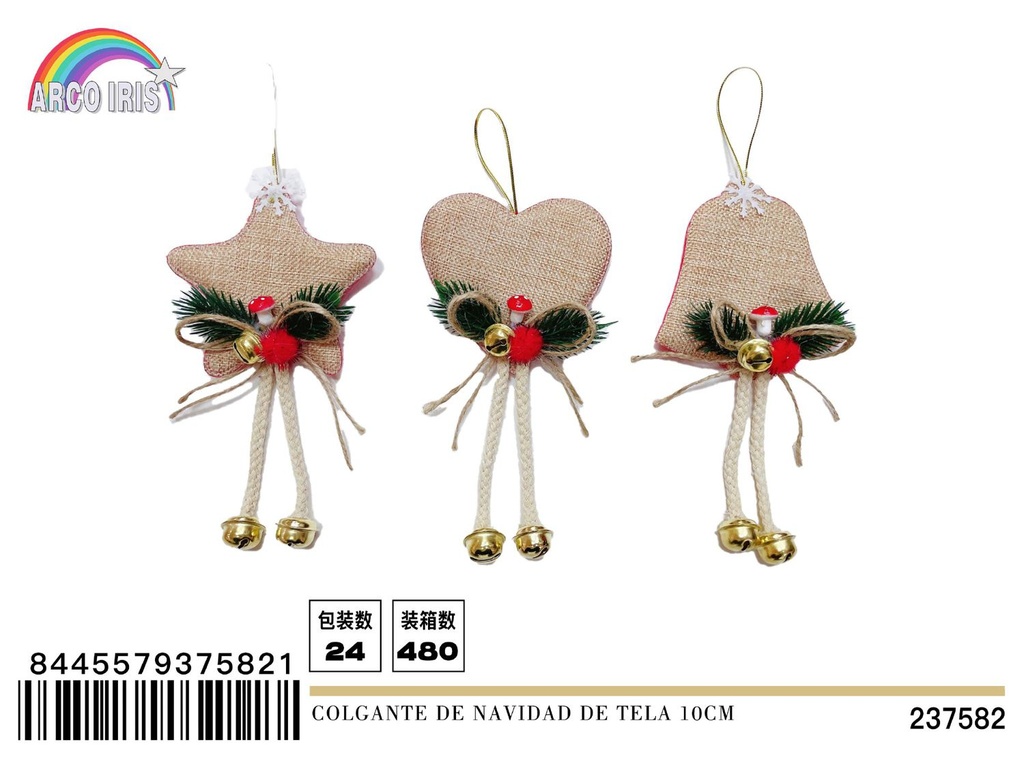 Colgante navideño de tela 10 cm - Adorno de Navidad