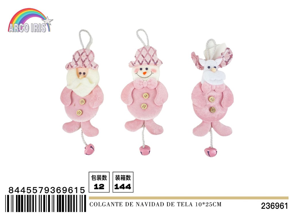 Colgante navideño de tela 10x25 cm - Decoración navideña