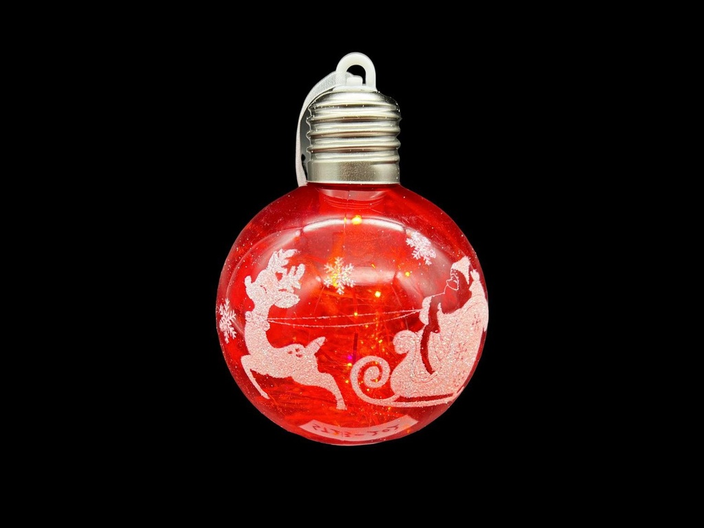 Bola de navidad roja con luz 8 cm - Artículos de navidad