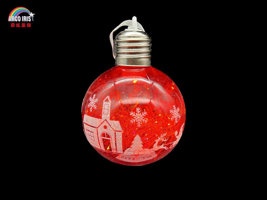 Bola de navidad roja con luz 8 cm - Artículos de navidad