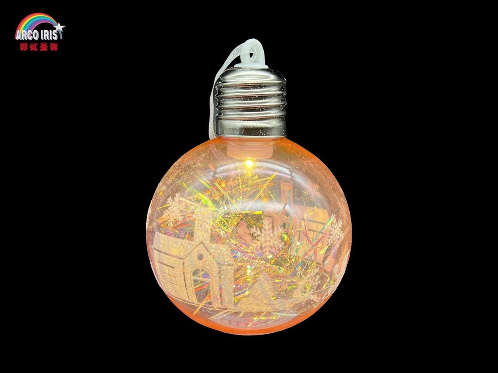 Bola de navidad naranja con luz 8 cm - Artículos de navidad