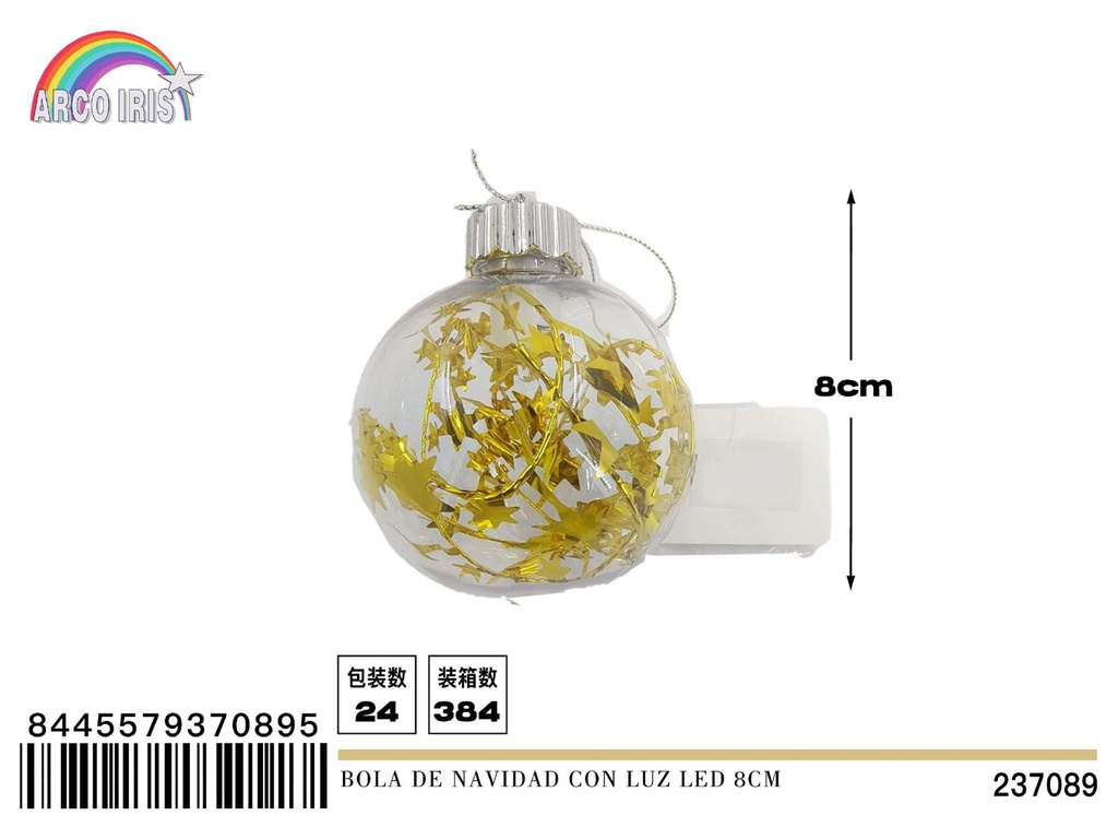 Bola de Navidad con luz LED 8cm - Artículos navideños