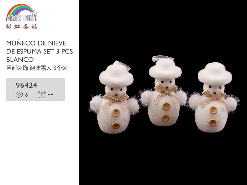 Muñeco de nieve de espuma set 3 pcs - Adornos navideños