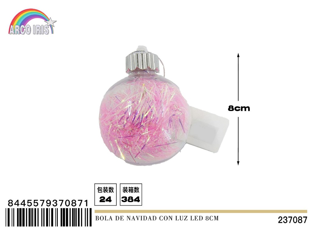 Bola de Navidad con luz LED 8cm - Artículos navideños