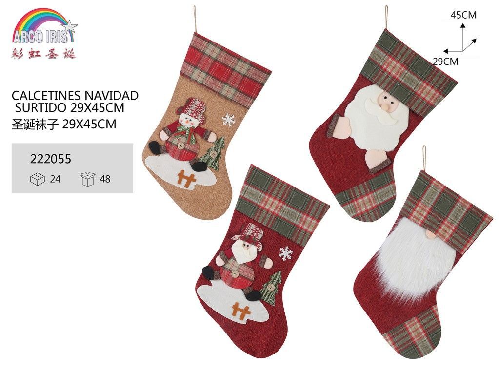 Calcetines navidad surtido 29x45cm - Decoración navideña