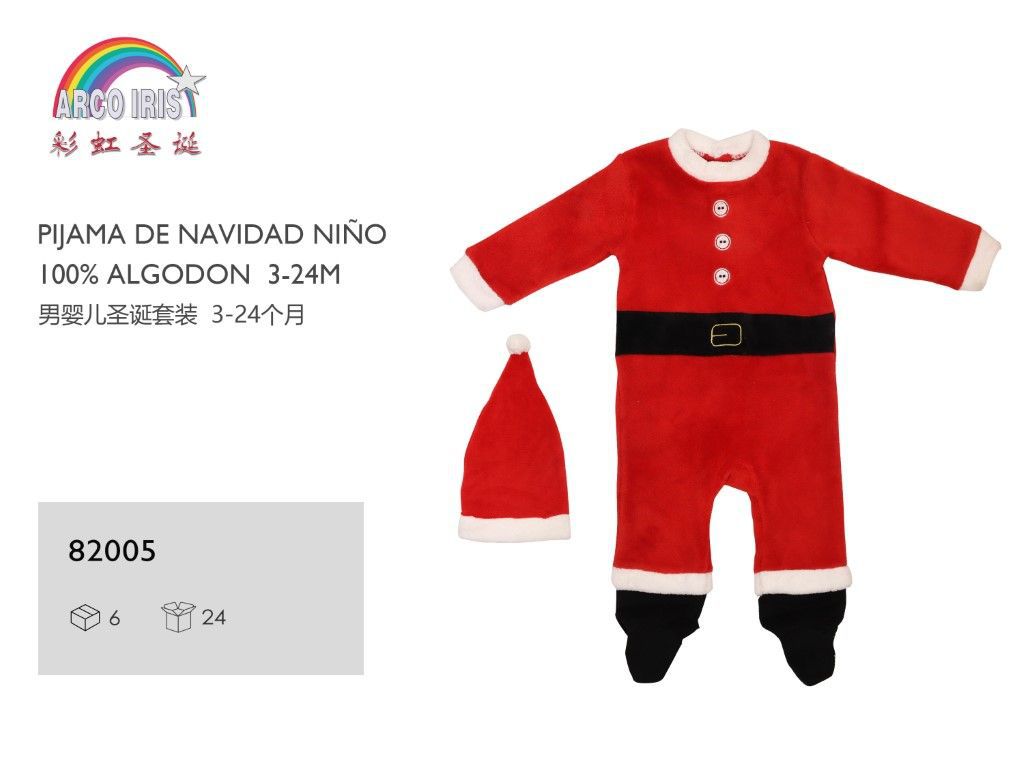 Pijama navideño para niño 100% algodón 3-24M - Moda infantil para festividades