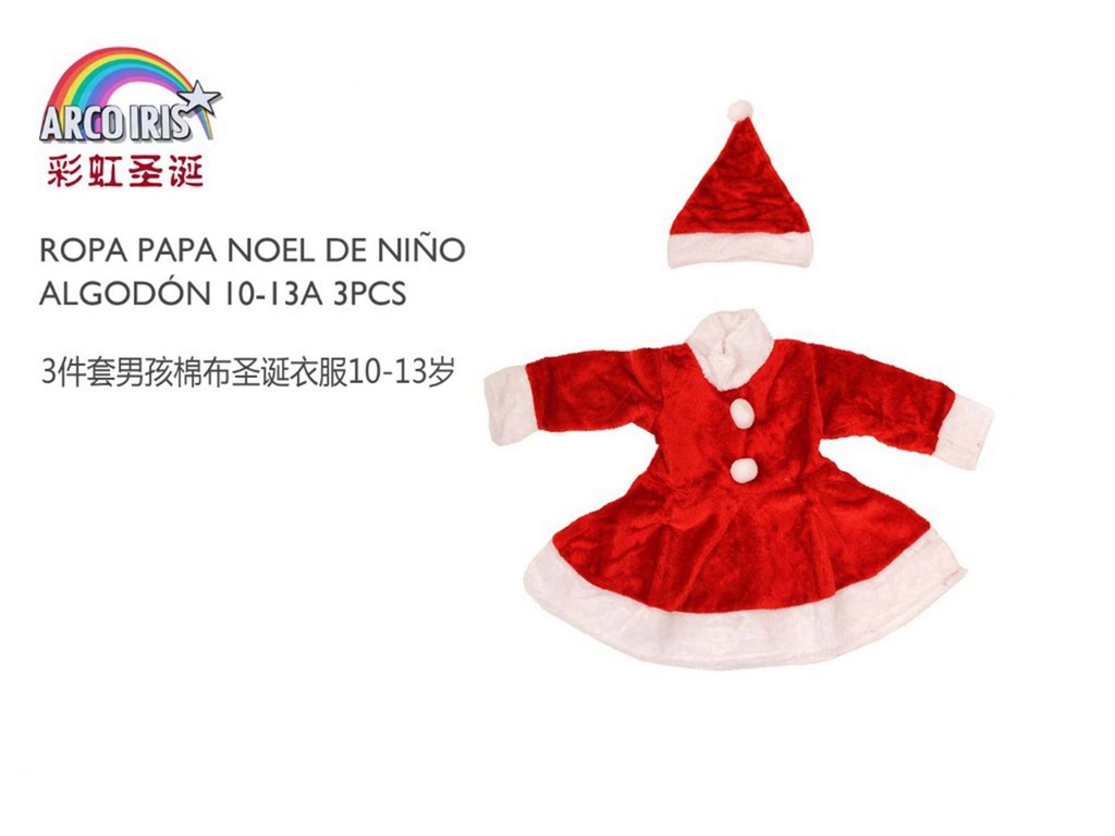 Ropa de Papá Noel para niña 10-13 años 3 piezas - Vestimenta navideña infantil  