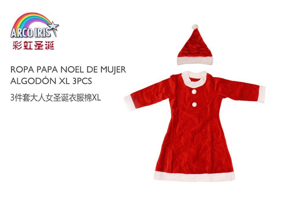 Ropa de Papá Noel para mujer tamaño XL 3 piezas - Vestimenta navideña femenina  