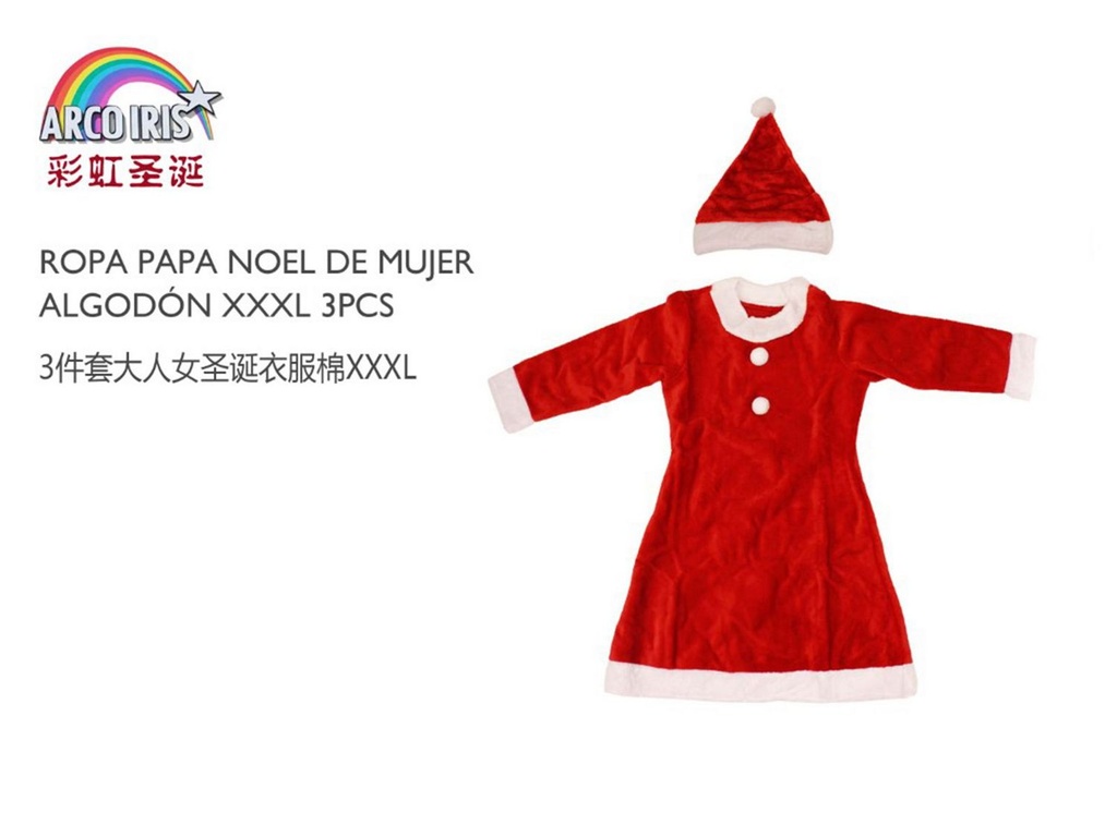 Ropa de Papá Noel para mujer tamaño XXXL 3 piezas - Vestimenta navideña femenina  