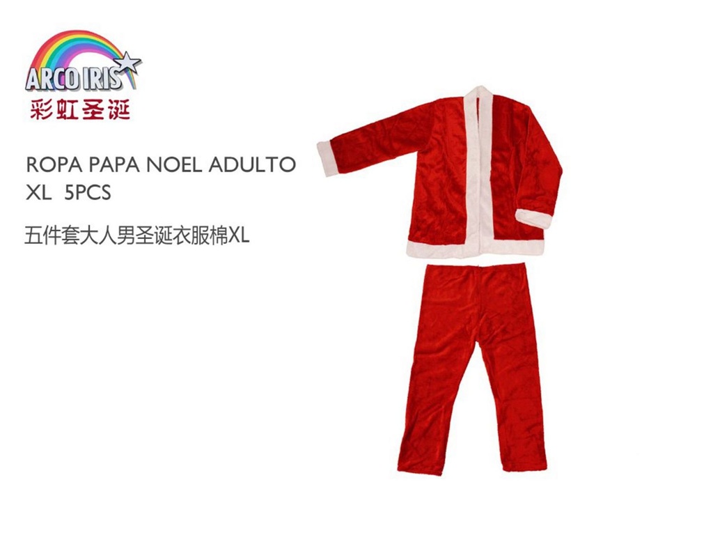 Ropa de Papá Noel para adulto tamaño XL 5 piezas - Vestimenta navideña para adultos  