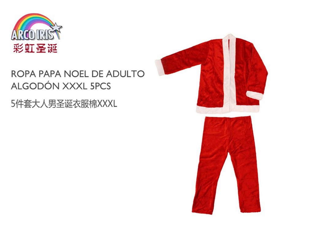 Ropa de Papá Noel para adulto tamaño XXXL 5 piezas - Vestimenta navideña para adultos  