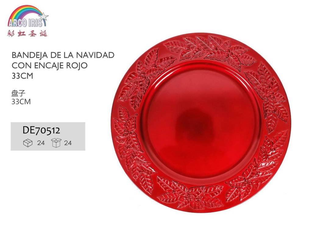 Bandeja decorativa con encaje rojo 33CM - Hogar y textiles